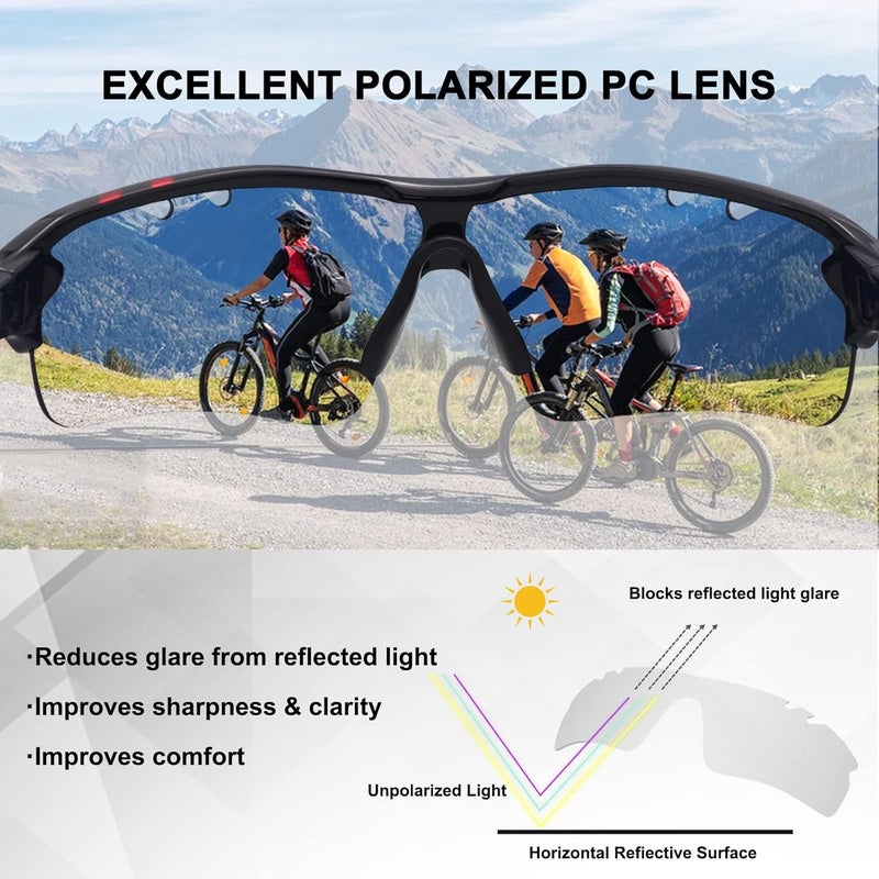 BangLong Polarized Sports Sunglasses Cycling Sun Glasses for Men Women with 5 Interchangeable Lenes for Running Baseball Golf - Image 4